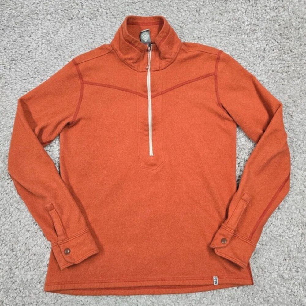 Stio Fleece Pullover Women Small Orange Quarter Zip Long Sleeve Outdoors Hiking
